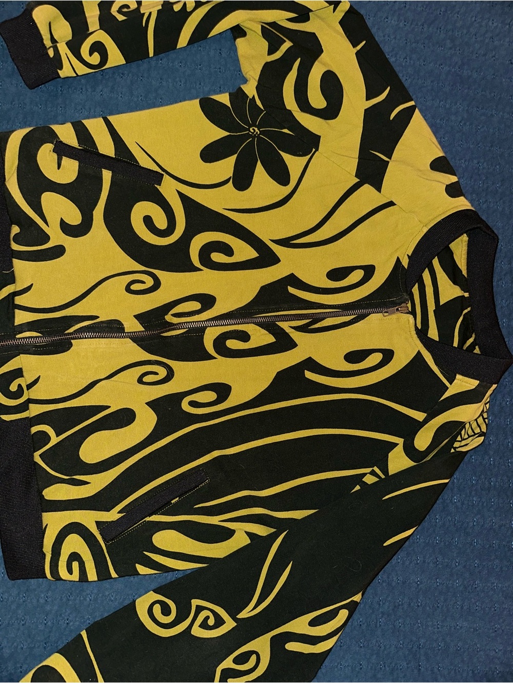 Wahine Toa green & black Bomber Jacket with pockets - Alohawear Aloha print